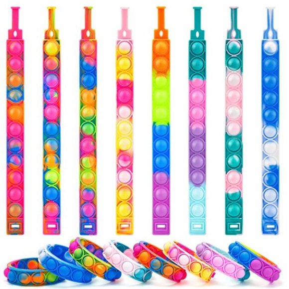 Fidget Toy Bubble Pop Bracelets Set of 10 Colors will be sent at random - Picture 2 of 2